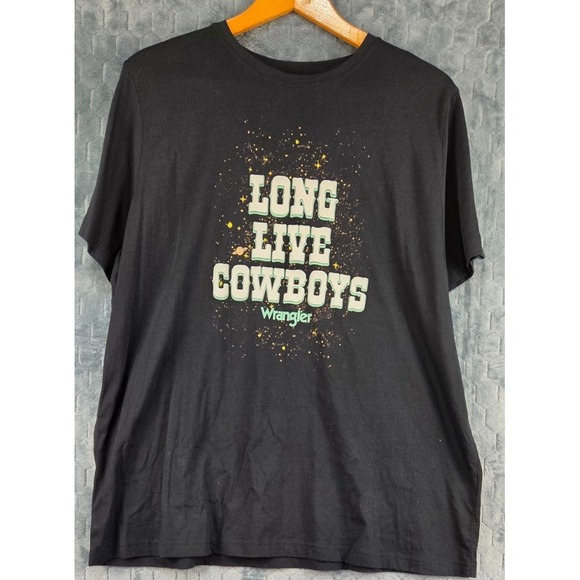 Wrangler Tops - Wrangler Women's Retro "Long Live Cowboys" T Shirt Short Sleeve Black XXL
